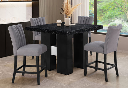 D04 Black Bar Table And Four D8685 Bar Stools - Black / Gray