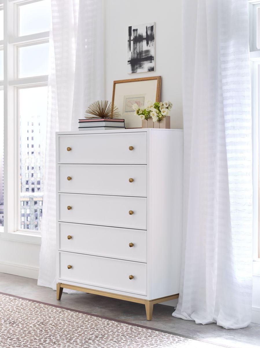 Chelsea by Rachael Ray - Drawer Chest - White / Gold