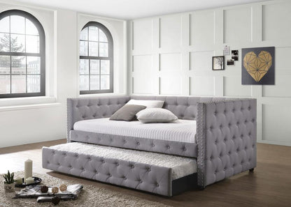 Mockern - Upholstered Twin Daybed With Trundle - Gray