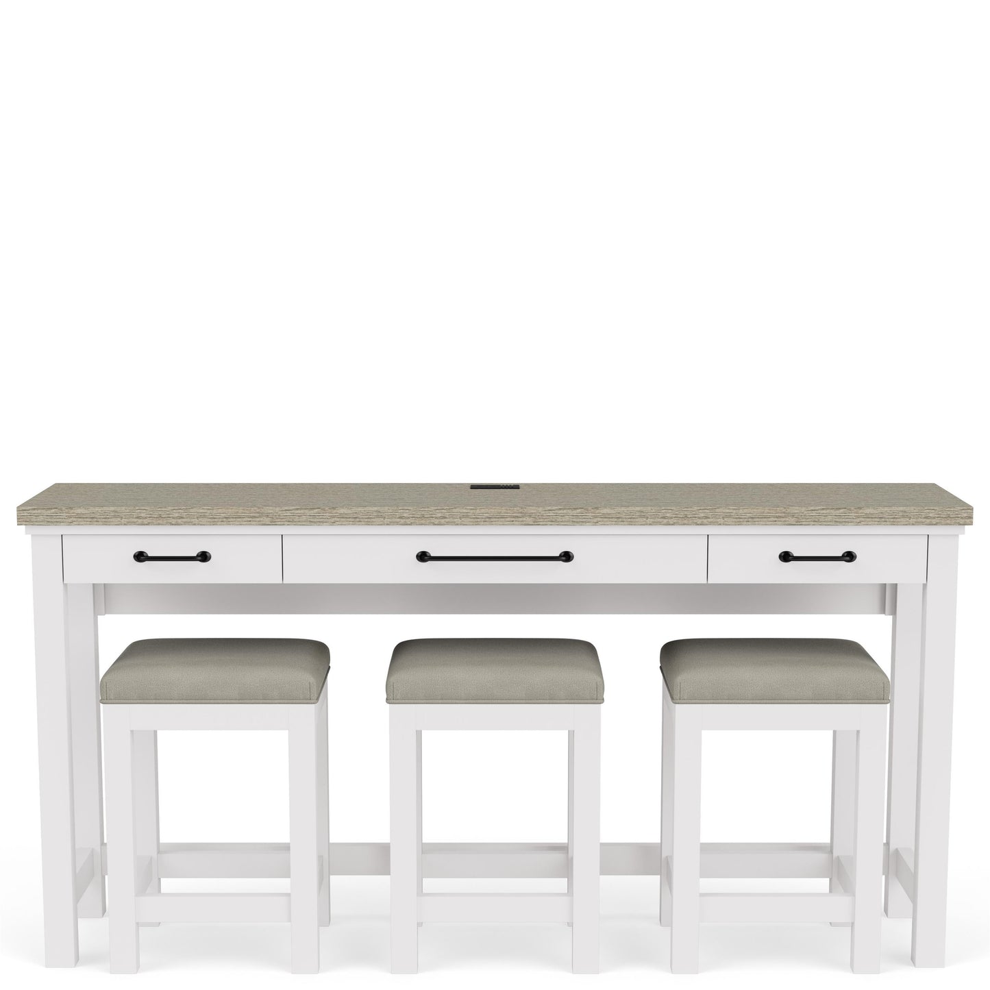 Cora - Sofa Table With 3 Stools - Cloud / Fog