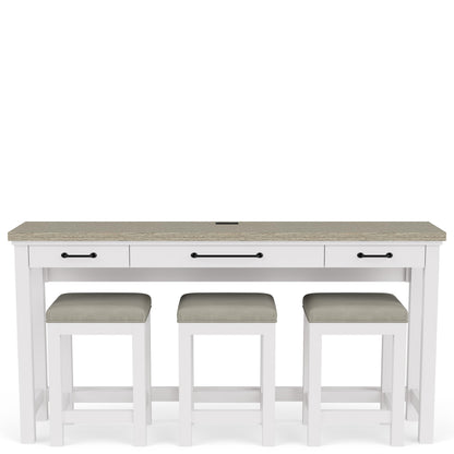 Cora - Sofa Table With 3 Stools - Cloud / Fog