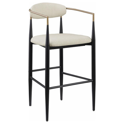 Tina - Metal Pub Height Bar Stool With Upholstered Back And Seat (Set of 2)