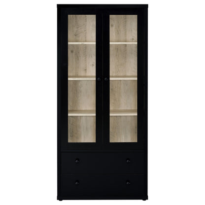 Hawthorne - 4-Shelf Glass Door Tall Cabinet With Drawers