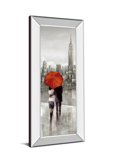 New York Stroll By Ruanne Manning - Mirror Framed Print Wall Art - Red