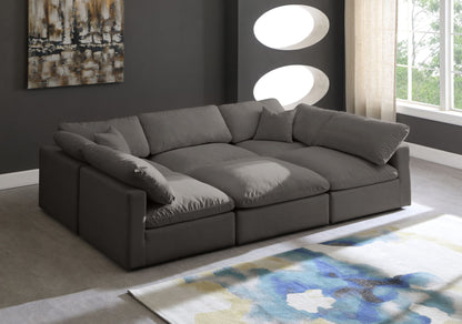 Plush - Velvet Standart Comfort Modular Sectional 6 Piece - Grey - Modern & Contemporary