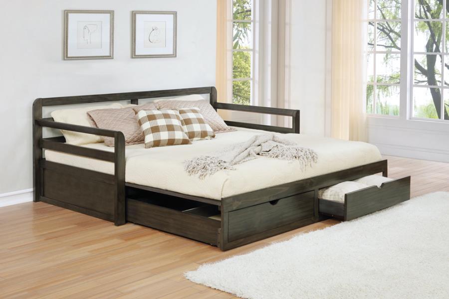 Sorrento - 2-Drawer Twin Long Daybed With Extension Trundle - Gray