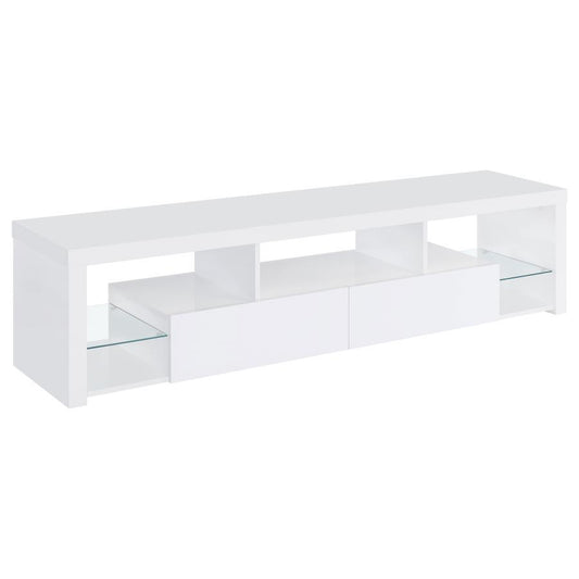 Jude - 2-Drawer Engineered Wood TV Stand - High Gloss White