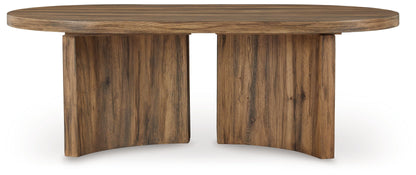 Austanny - Warm Brown - Oval Cocktail Table