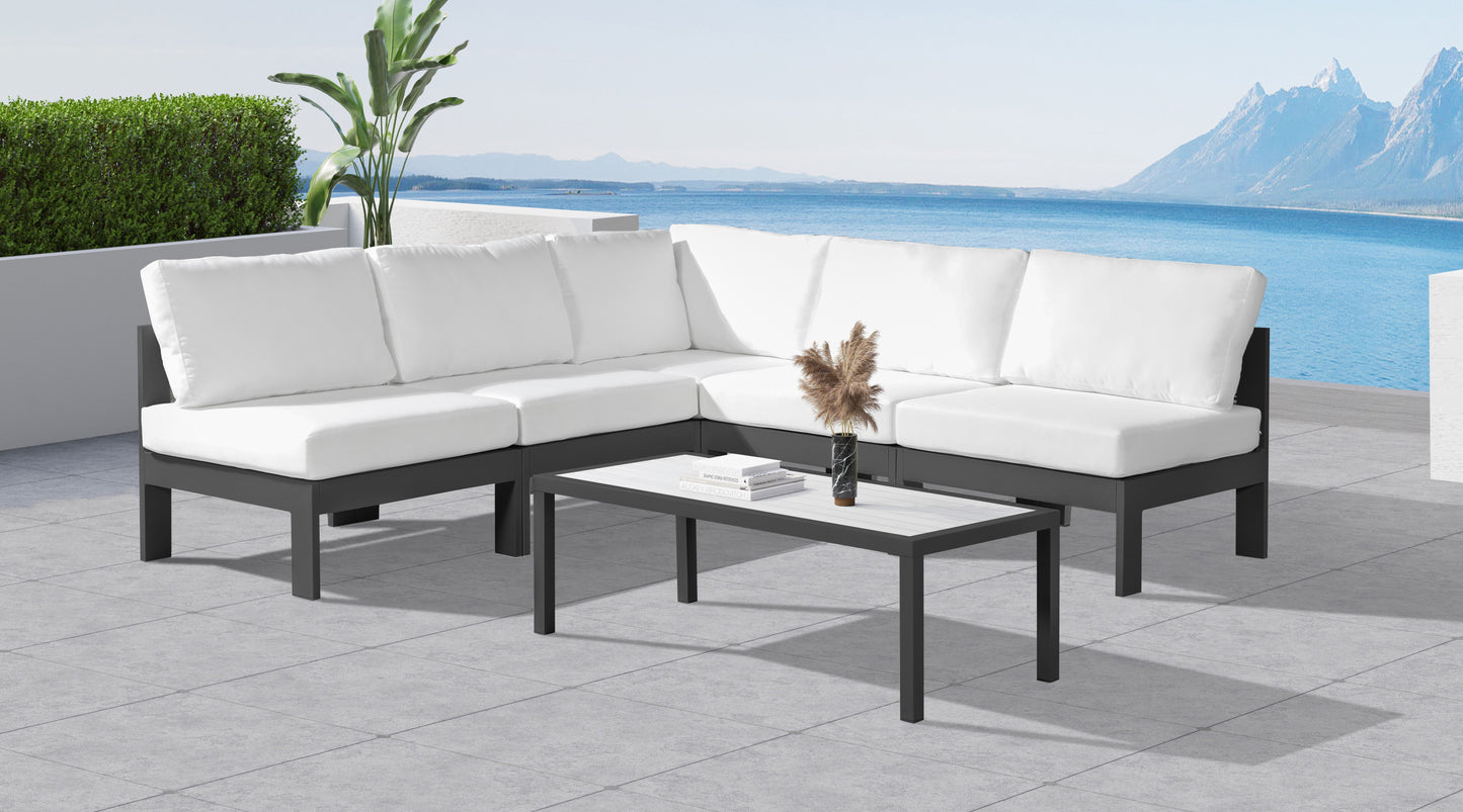 Nizuc - Outdoor Patio Modular Sectional 5 Piece - White - Fabric