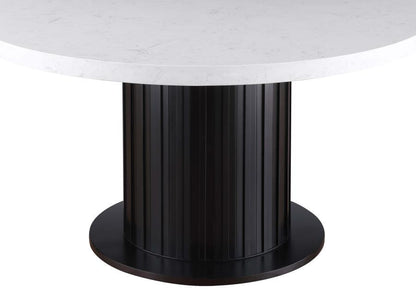 Sherry - Round Marble Top Dining Table - Rustic Espresso