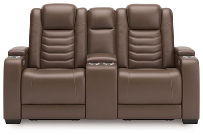 High Impact - Tobacco - Power Reclining Loveseat With Console / Adj Hdrst