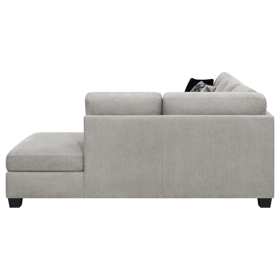 Whitson - Upholstered Track Arm Sectional Chaise Sofa - Stone