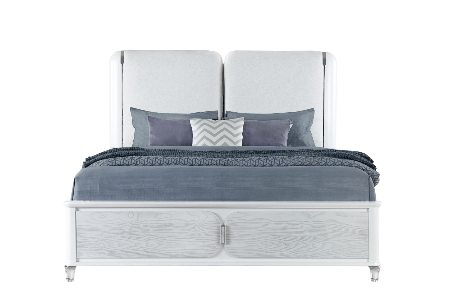 Apollo - King Bed - Gray / White