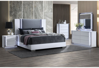 Ylime - 4 Piece King Bedroom Set (King Bed, Dresser, Mirror, Nightstand) - Smooth White