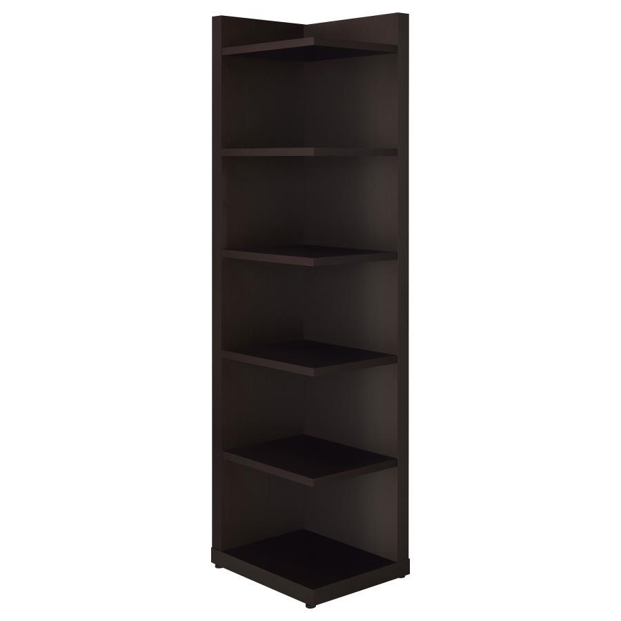 Alder - 6-Shelf Corner Bookcase - Cappuccino