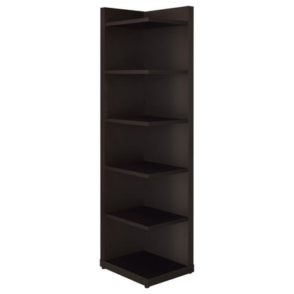 Alder - 6-Shelf Corner Bookcase - Cappuccino