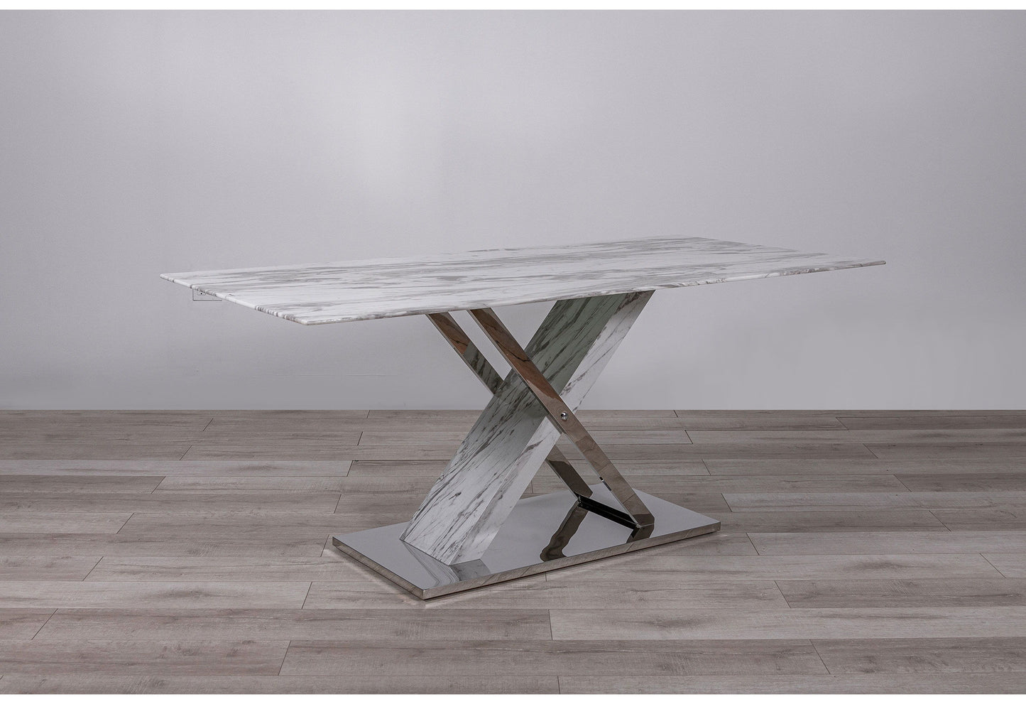 D1274 - Dining Table - Light Gray / Silver