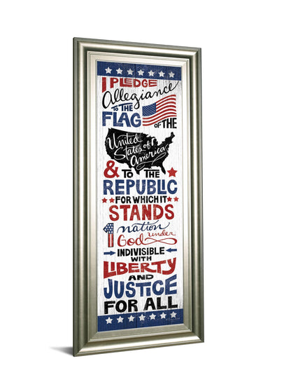 Pledge Of Allegiance By Susan Ball - Framed Print Wall Art - Blue