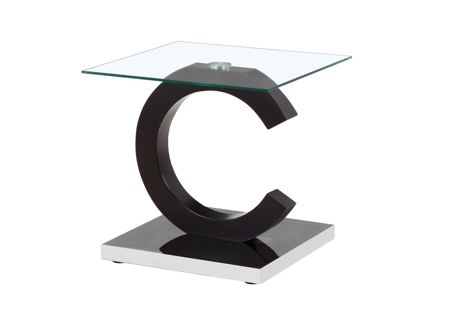 T2207 - End Table - Black / Clear / Silver