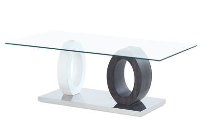 T1628 - Coffee Table - Dark Gray / Silver / White