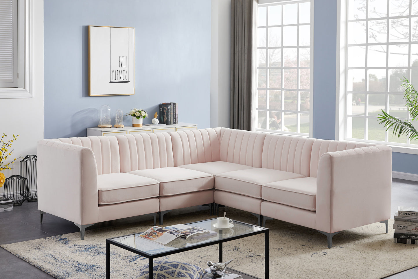 Alina - Modular Sectional 6 Piece - Pink