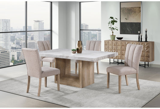 D02 Dining Table And Four D8683 Dining Chairs - Beige / Natural / White