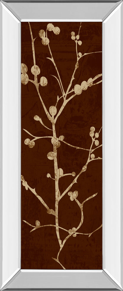 Branching Out Il By Diane Stimson - Mirror Framed Print Wall Art - Dark Brown