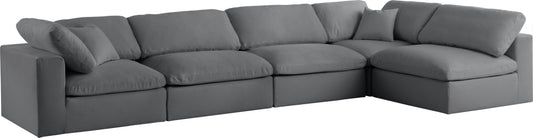 Serene - Linen Textured Fabric Deluxe Comfort Modular Sectional - Grey - Modern & Contemporary