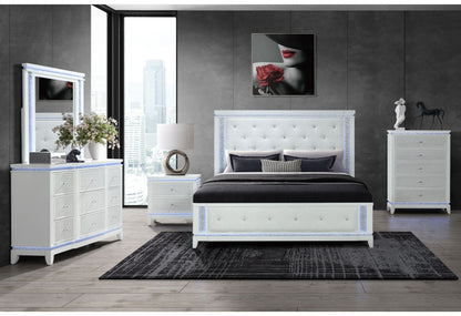 Alina - 5 Piece King Bedroom Set With LED - White