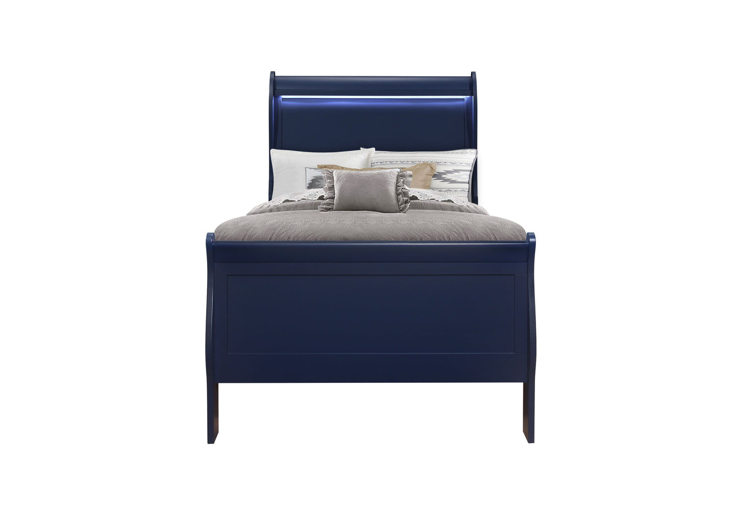 Charlie - 4 Piece Twin Bedroom Set (Twin Bed, Dresser, Mirror, & Nightstand) - Blue