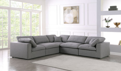 Serene - Linen Textured Fabric Deluxe Comfort Modular Sectional - Grey - Fabric