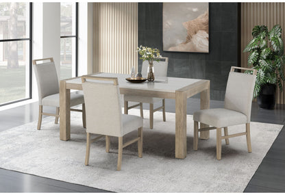 D1321 - Dining Table & 4 Dining Chairs - Light Grey / White