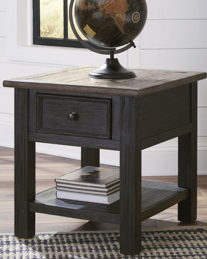 Tyler - Grayish Brown / Black - Rectangular End Table