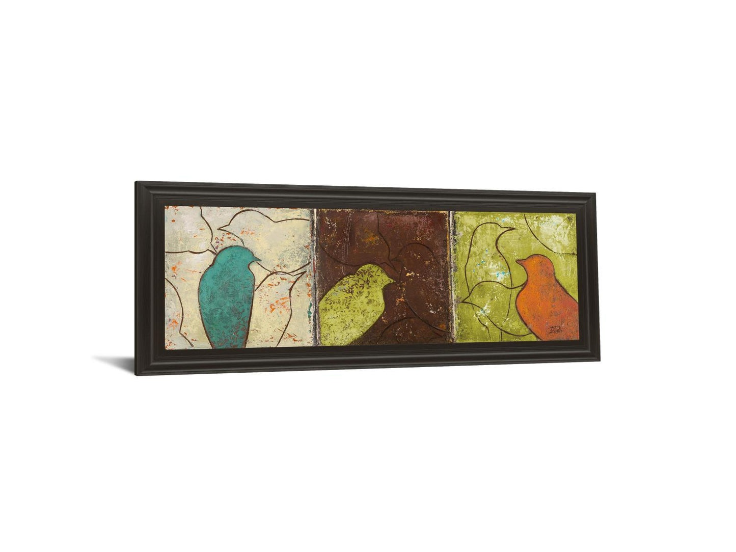 Lovely Birds Il By Patricia Pinto - Framed Print Wall Art - Dark Brown