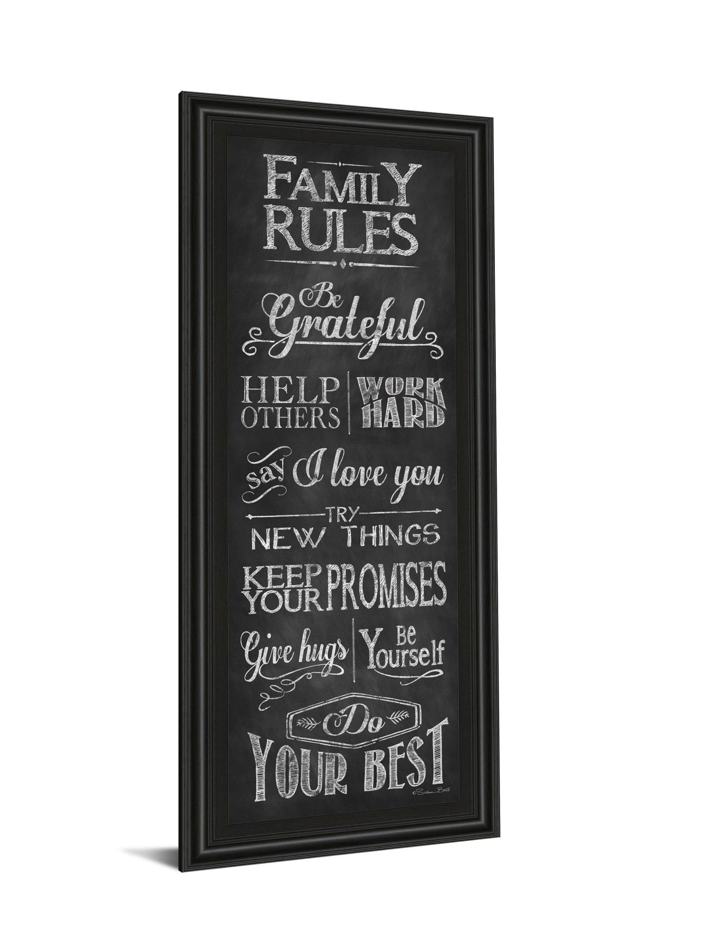 Family Rules By Susan Ball - Framed Print Wall Art - Black