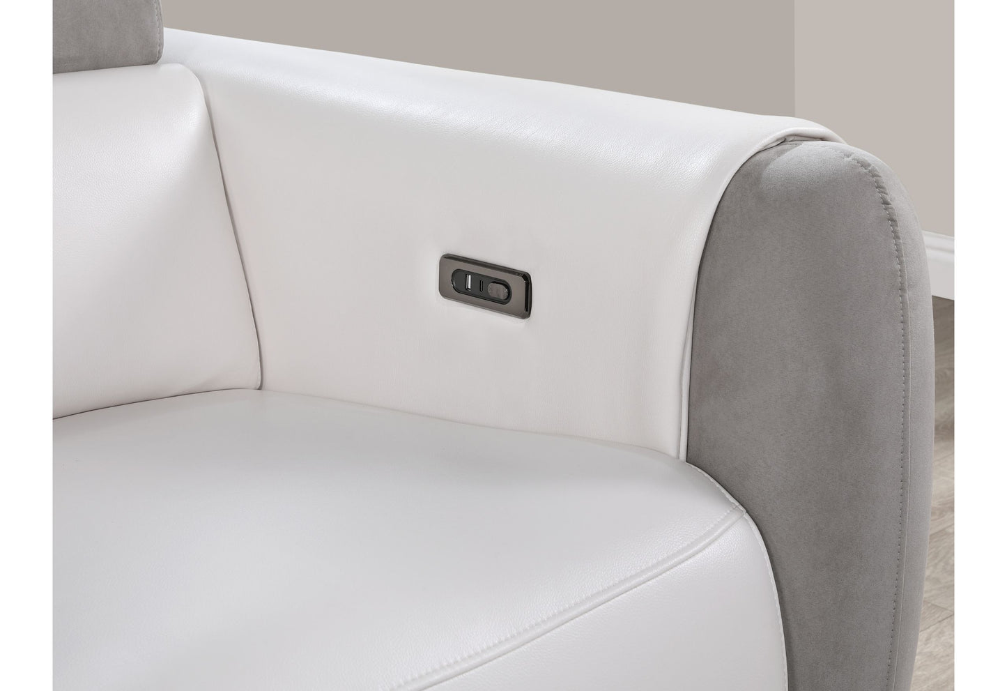 U8520 - Power Recliner - Blanche White / Gray