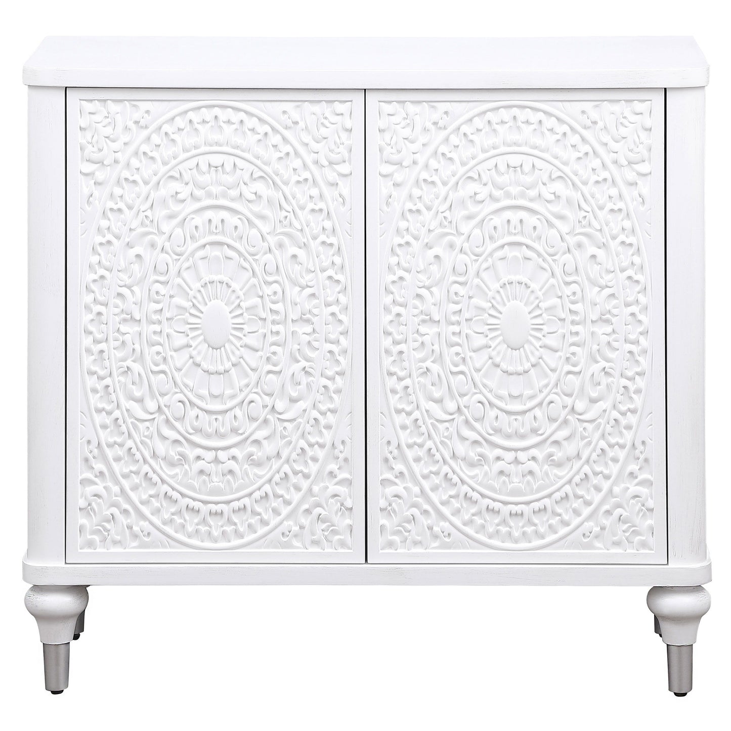 Cardella - 2 Door Mandala Accent Cabinet - Distressed White