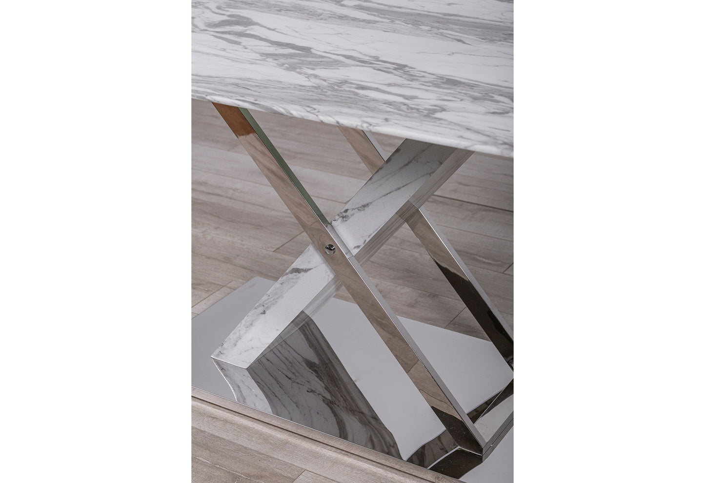 D1274 - Dining Table - Light Gray / Silver