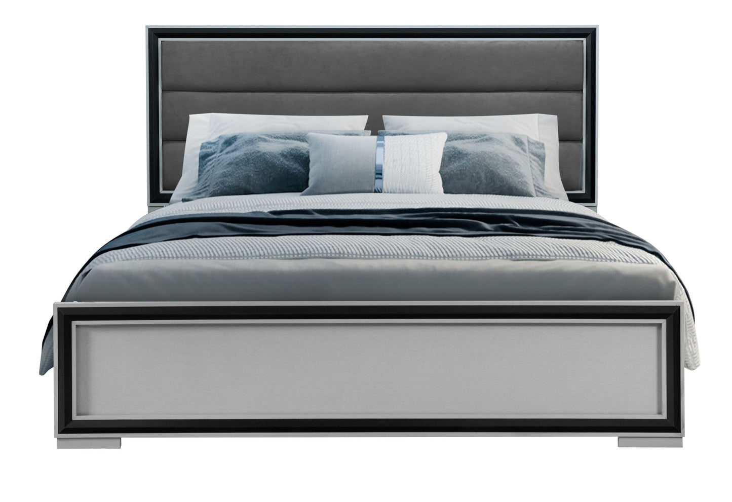 Amelia - Full Bed With LED - Gray Black