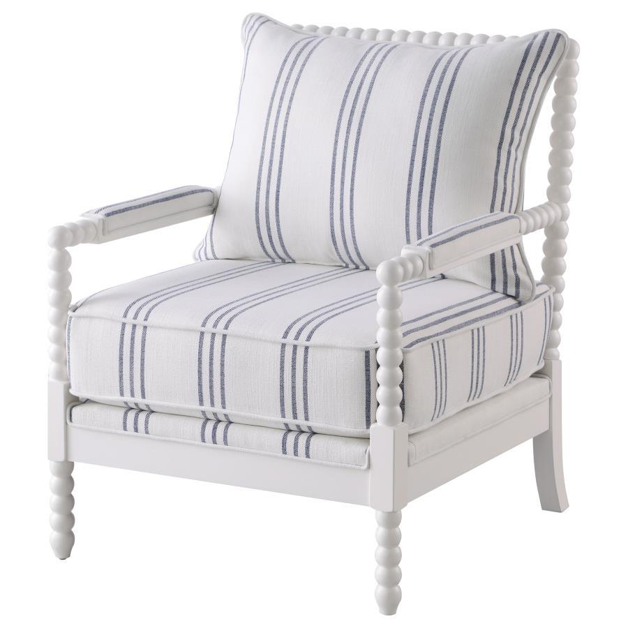 Blanchett - Upholstered Bobbin Accent Chair - White And Navy