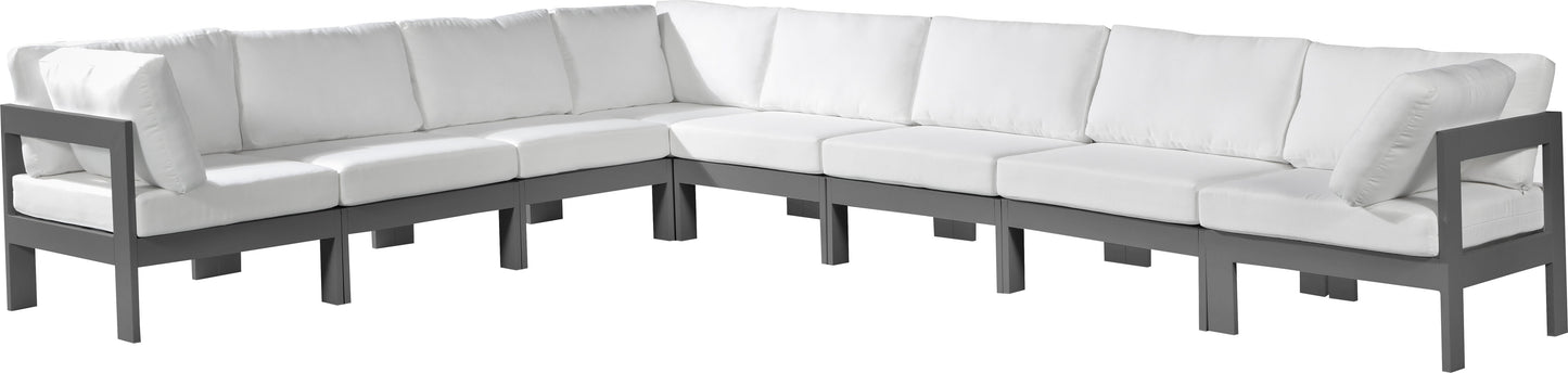 Nizuc - Outdoor Patio Modular Sectional 8 Piece - White - Fabric - Modern & Contemporary