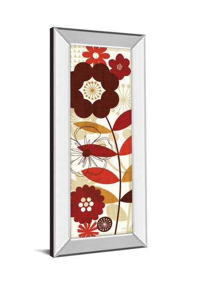 Floral Pop Panel I By Mo Mullan - Mirror Framed Print Wall Art - Red