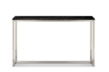 Kira - Rectangular Sofa Table - Black Marble And Brushed Nickel