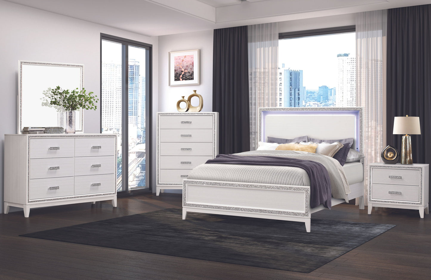 Lily - 5 Piece King Bedroom Set - White