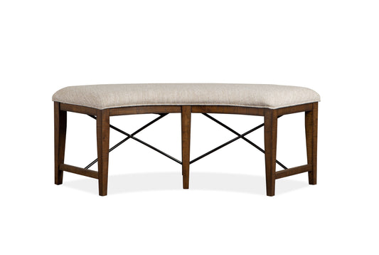 Bay Creek - Curved Bench With Upholstered Seat - Toasted Nutmeg