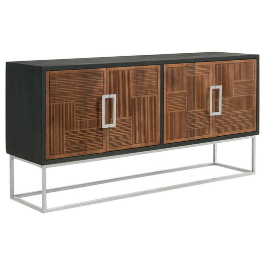 Borman - 4 Door Wood Accent Cabinet - Walnut And Black