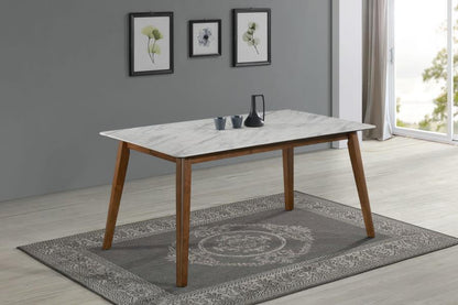 Everett - Rectangular Faux Marble Dining Table - White