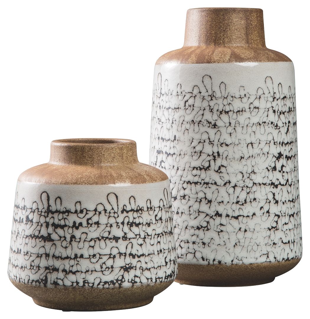 Meghan - Tan / Black - Vase Set (Set of 2)