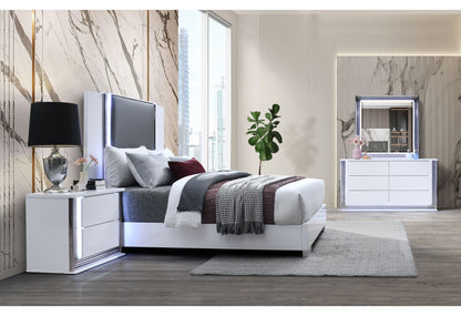 Ylime - 7 Piece Queen Bedroom Set With Vanity Set - White / Gray