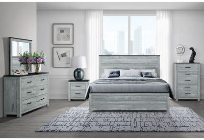 Ozark - 4 Piece Queen Bedroom Set (Queen Bed, Dresser, Mirror And Nightstand) - Grey Wash